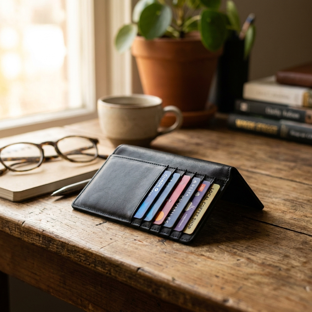 ORTA Wallet aufgeklappt mit Karten