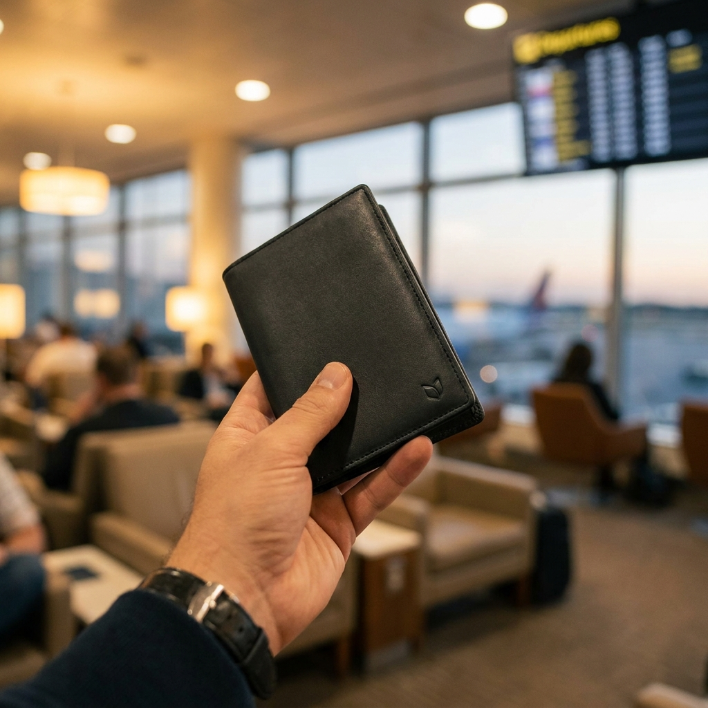 Passhülle am Flughafen