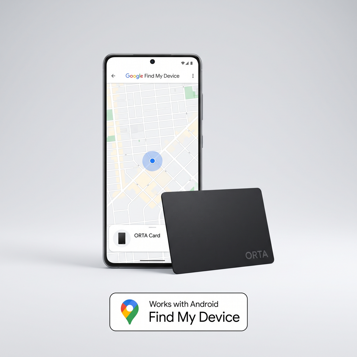 ORTA Card mit Android-Smartphone – Works with Android Find My Device