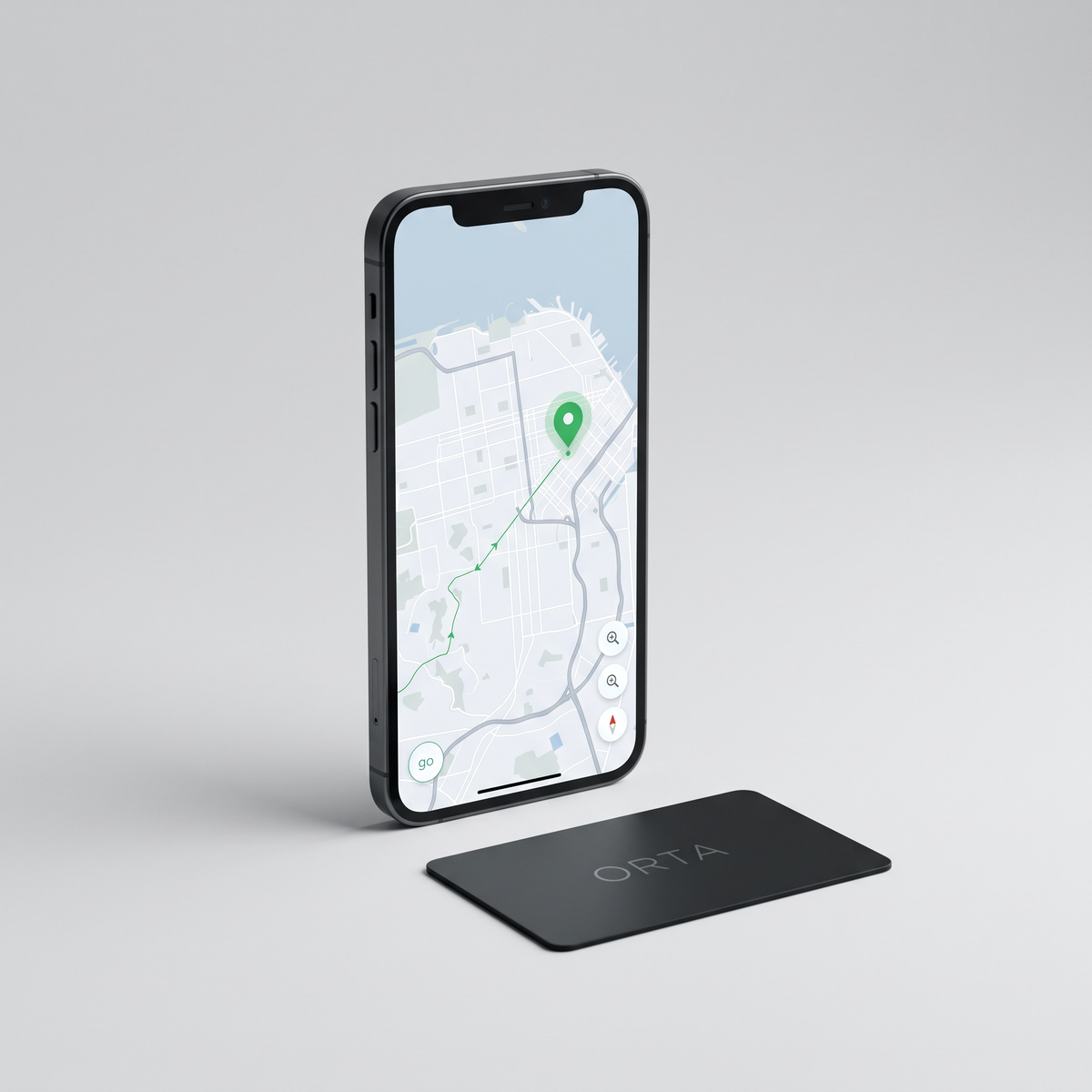 Illustration Orten – Smartphone Live-Karte mit ORTA Card