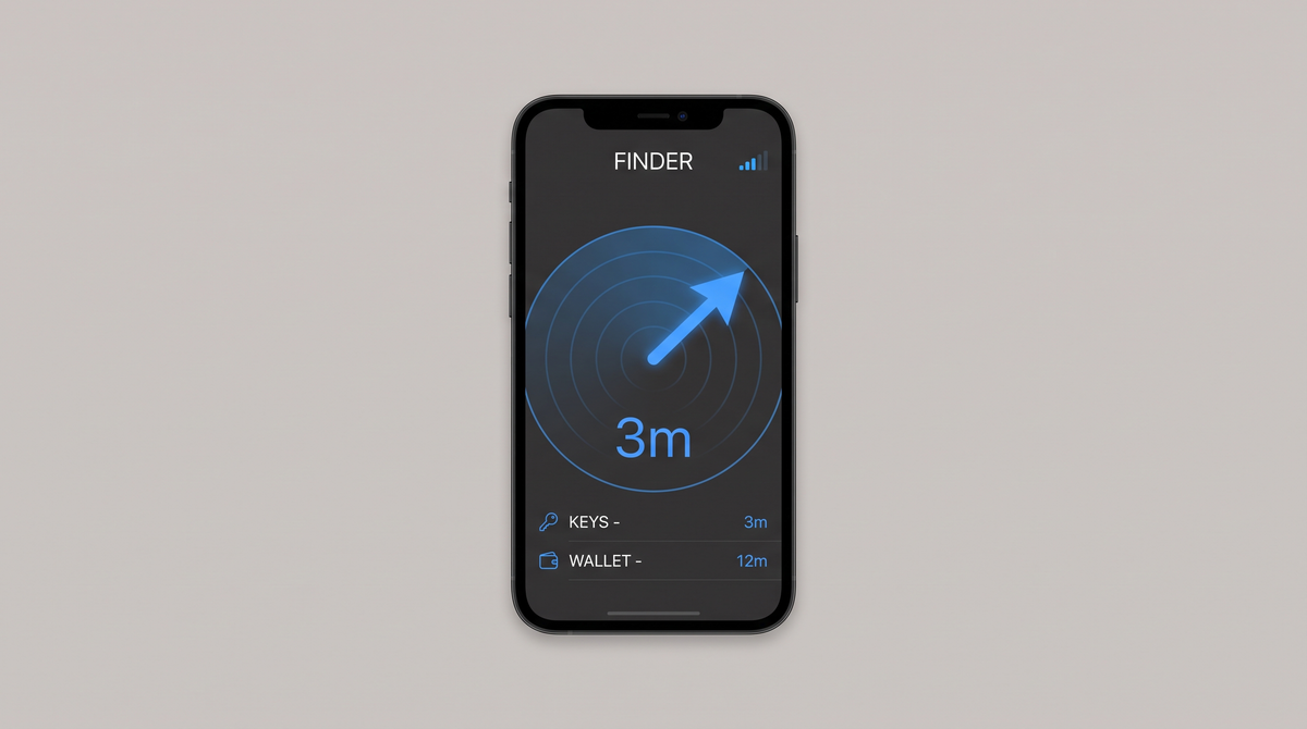 App-Screenshot Präzisionssuche mit Richtungspfeil
